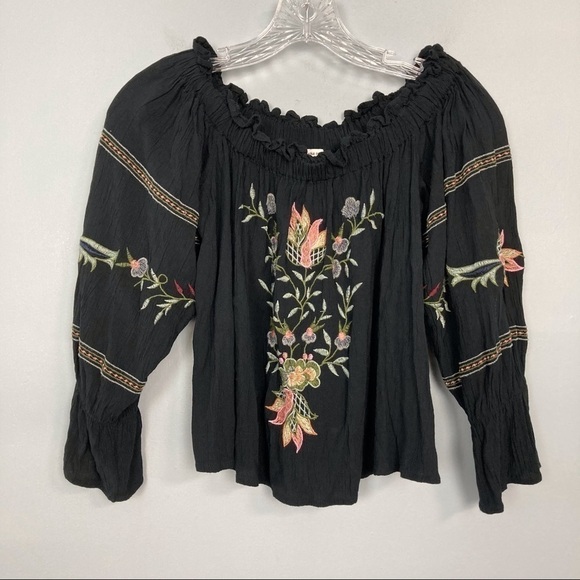 AEO Embroidered Off Shoulder Boho Peasant Top - Picture 12 of 15
